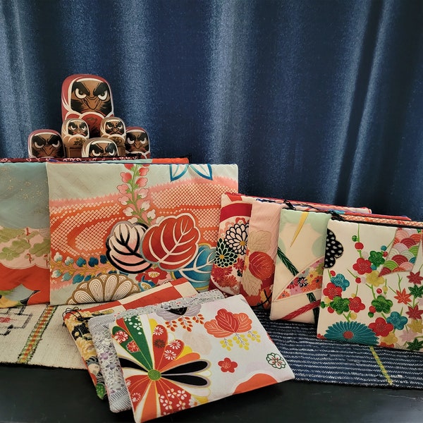 Pochette zippée en tissu kimono