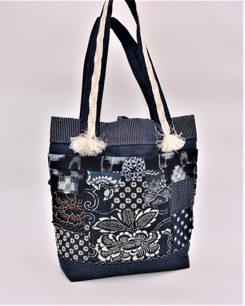 vintage indigo tote bag