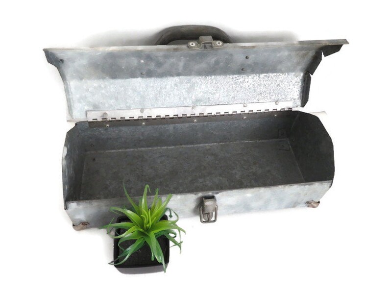 Vintage Metal Box Old Galvanized Metal Tool Box Industrial Etsy