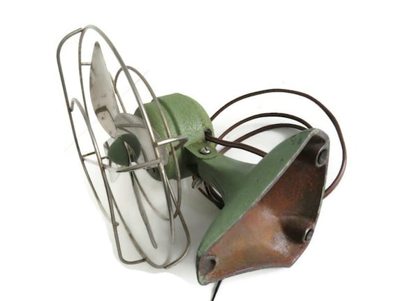 Vintage Kwikway ZIP Fan, Green Art Deco Table Fan - Working