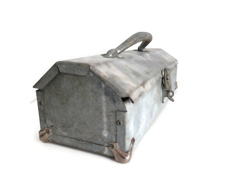 Vintage Metal Box Old Galvanized Metal Tool Box Industrial Etsy