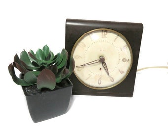 Vintage Westclox Big Ben Clock Old Square Model S6-D Electric Table/Desk/Shelf Clock Brown Bakelite Mid-Century Display/Decor Clock