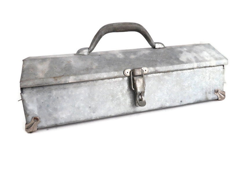Vintage Metal Box Old Galvanized Metal Tool Box Industrial Etsy