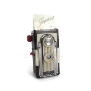 Vintage Imperial Reflex 620 Duo Lens Camera w/Film in it | Herbert George Company Camera | Old Art Deco Style Black and Gray Camera