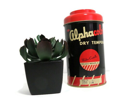 Vintage AlphaColor Dry Tempera Paint Can, 1950s Weber Costello Tin