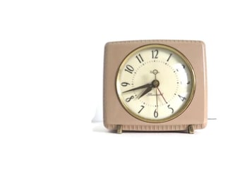Vintage Westclox Electric Alarm Clock – Tan Mid-Century Glo-Larm S7-J, LaSalle ILL