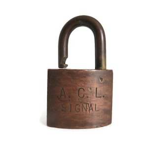 Vintage Brass A.C.L. (Atlantic Coast Line) Signal Padlock Corbin Cabinet Lock Collectible Brass Display Decor Lock