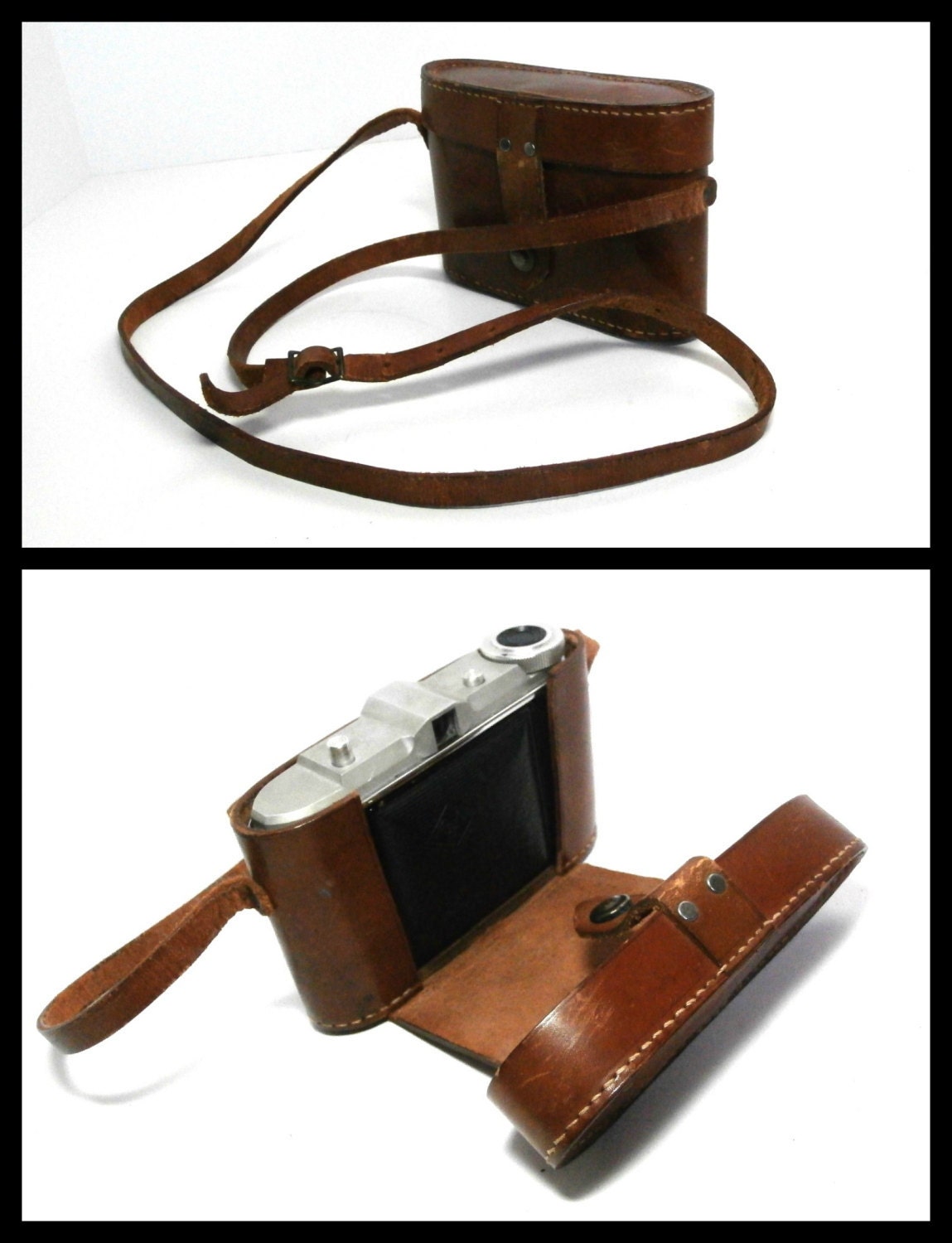 Appareil photo Agfa Isolette avec pochette en cuir