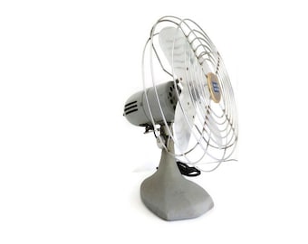 Vintage Manning Bowman Oscillating Fan | Gray Art Deco Table Fan