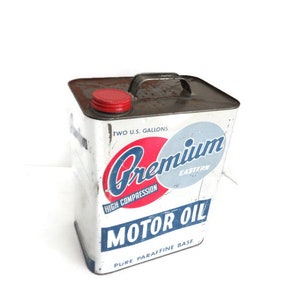 Vintage &quot;PREMIUM&quot; Motor Oil Can Tri-State Petroleum Co. Philadelphia. Penna.  2 US Gallon Size Collectible Advertising Metal Can