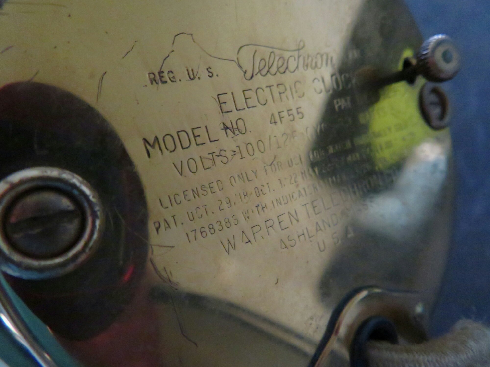 ヴィンテージ テレクロン電気時計 ホワイトオニキス大理石 アール