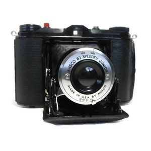 Vintage Ansco Collectible Camera | B2 Speedex Jr Folding Camera | Old Black Camera with Bellows | Ansco Camera with Ansco Leather Case