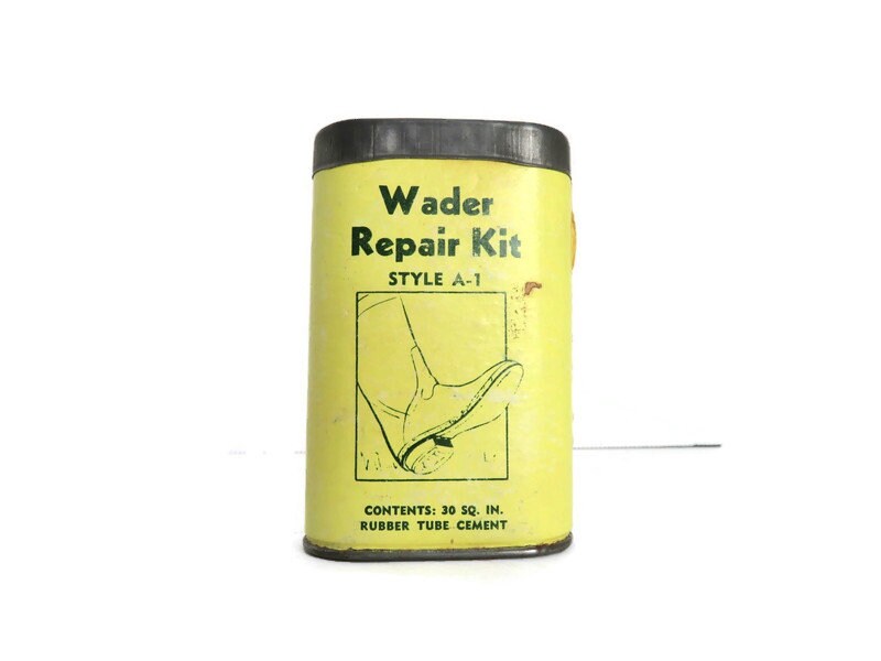 Vintage Wader Repair Kit Style A-1 - Action Sporting Specialties - Small Collectible Container - Synthetic or Natural Rubber Boot Repair Kit