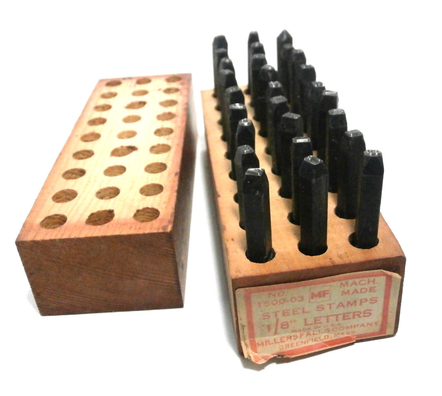 Vintage MF Steel Alphabet Stamp Punch Set in Wood Box Miller Etsy