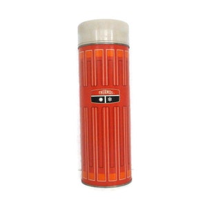 Vintage Thermos | 1970 King-Seeley Thermos Co, | Quart Size Vacuum Bottle No.6463 | Collectible Orange Geometric Pattern Wide-Mouth Thermos