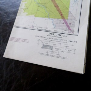 Vintage 1946 Del Rio Aeronautical Chart Map, Texas & Mexico