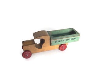 Vintage Wood Toy Truck - Collectible, Display Decor, Photo Prop