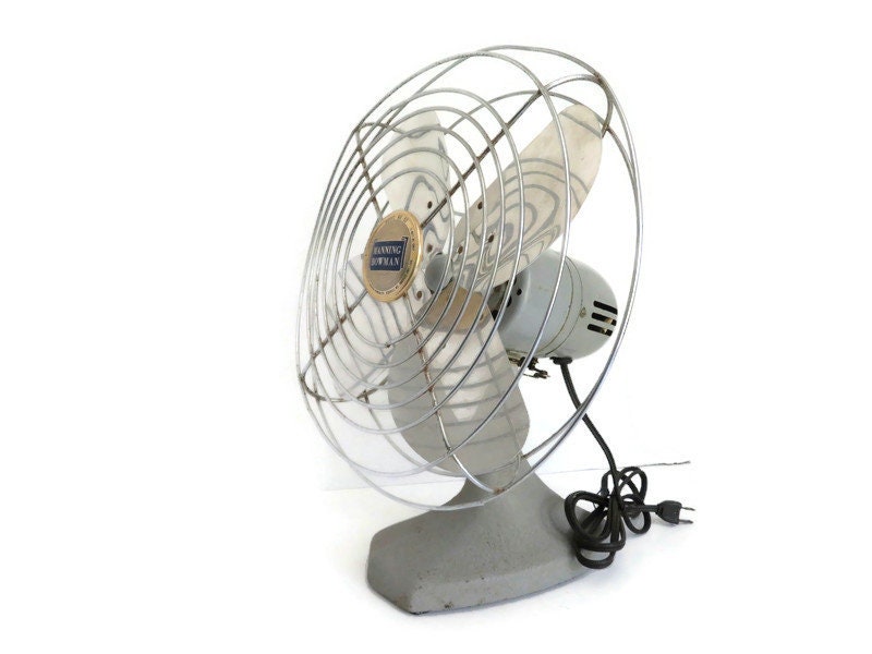Vintage Manning Bowman Oscillating Fan | Gray Art Deco Table Fan