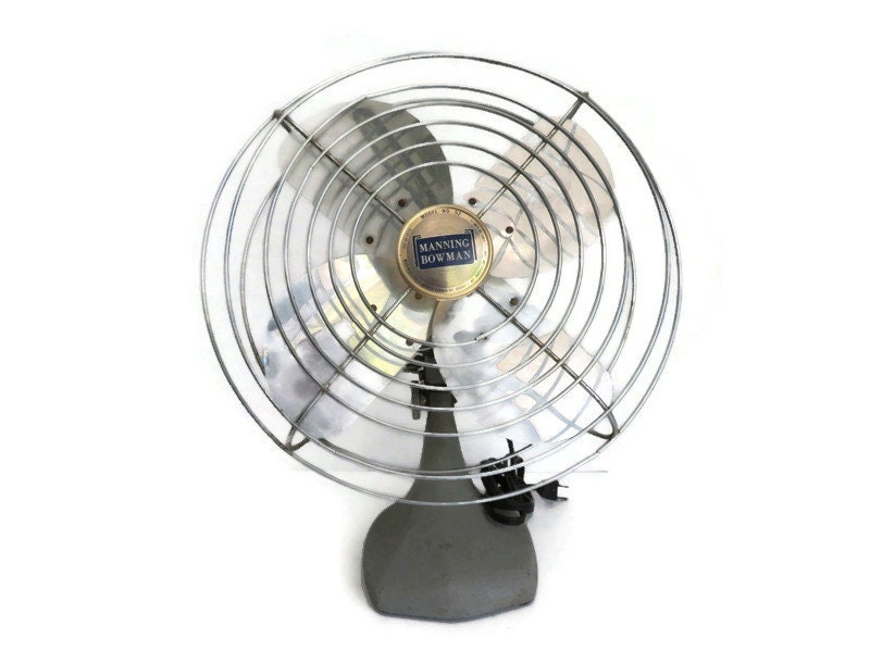 Vintage Manning Bowman Oscillating Fan | Gray Art Deco Table Fan