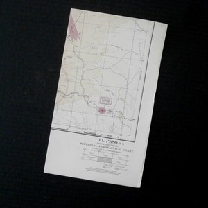 Vintage carte aéronautique en coupe d'El Paso (P-4) 11 janv. 1945 Grande carte pliée aux couleurs pastel de l'époque de la Seconde Guerre mondiale, carte d'affichage sur la grande muraille