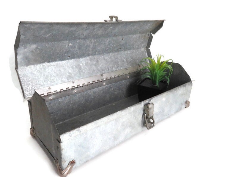 Vintage Metal Box Old Galvanized Metal Tool Box Industrial Etsy