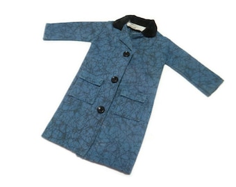 Vintage Tammy Raincoat by IDEAL Japan 1960's Puddle Jumper Doll Jacket Blue with Black Velvet Collar