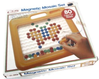 Vintage Redbox Magnetic Mosaic Set No. 2002 | Children&#39;s Creative Toy | Old 1980&#39;s Childs Playtime Fun | Singapore Japan Mid-Century Toy