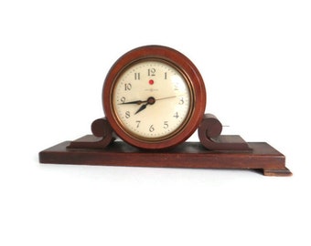 Vintage General Electric Clock - Old GE Puritan Model AB3F02 Wood Clock - Wooden Midcentury Style Shelf/Desk/Table/Mantel Clock