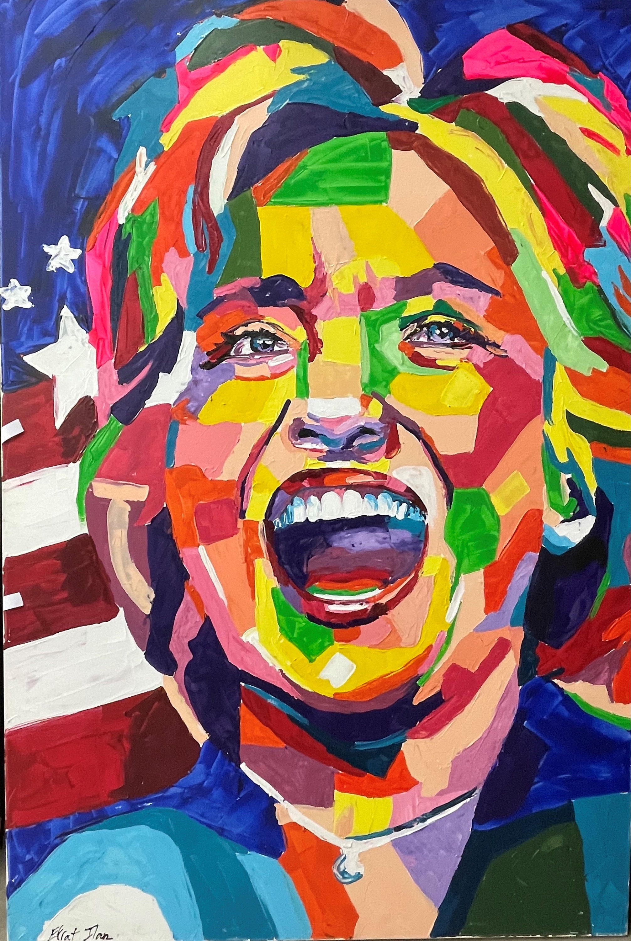 Efrat Ilan "HIllary Clinton" HAND SIGNED Original Oil