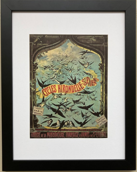 Affiche Hirondelle Cycles Saint-Etienne 42 - Format A3 Plastifiée