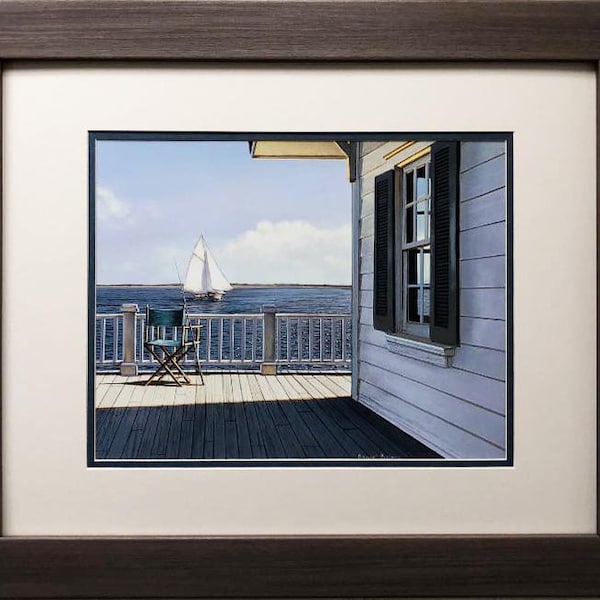 Daniel Pollera "On the Bay" New CUSTOM FRAMED Art