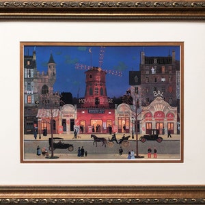Michel Delacroix &quot;Moulin Rouge a La Nuit&quot;  CUSTOM FRAMED Art Paris Theater Night