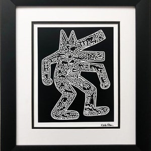 Keith Haring &quot;Dog&quot; CUSTOM FRAMED Plate Signed Art - McGaw Graphics Print