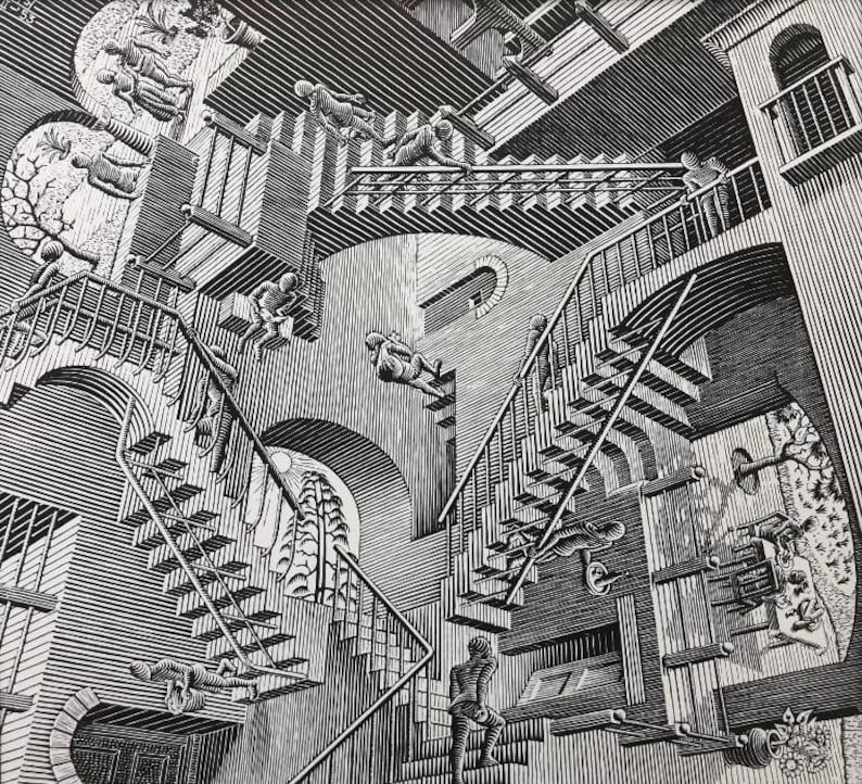 M.c.escher relativity '53 CUSTOM FRAMED Art | Etsy