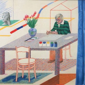 David Hockney self Portrait With Blue Guitar NEWLY CUSTOM FRAMED Book david-hockney-self-portrait-with-blue-guitar-newly-custom-framed-book
