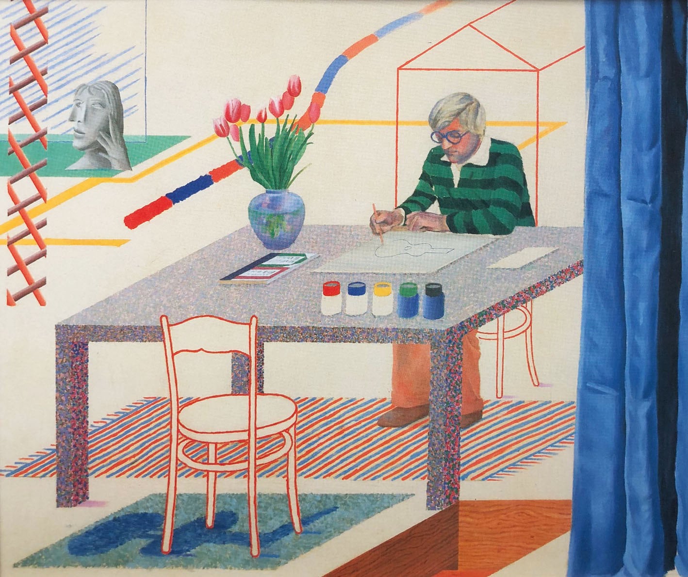 David Hockney Self Portrait with Blue Guitar Etsy