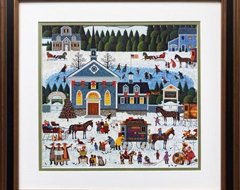 Charles Wysocki &quot;Churchyard Christmas&quot; New CUSTOM FRAMED Art