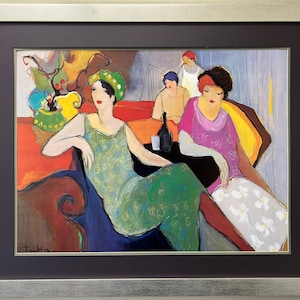 ITZCHAK TARKAY &quot;In The Lounge&quot; Newly Custom Framed (SILVER) Israeli Judaica Art