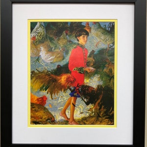 Jamie Wyeth &quot;The Emperor of Chickens &quot; CUSTOM FRAMED Americana Art  Andrew