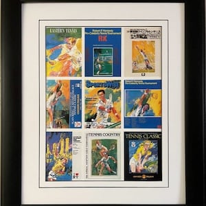 LeRoy Neiman &quot;TENNIS&quot; FRAMED Art Print Compilation of Printed Media NEW!
