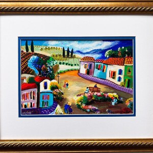 Shlomo Alter &quot;Lazy Evenings&quot; Hand Signed & # Serigraph Framed Primitive Art