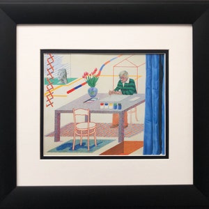 David Hockney &quot;Self Portrait with Blue Guitar&quot; NEWLY CUSTOM FRAMED Book Folio Derived from a David Hockney Book