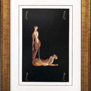 Erte "L" CUSTOM FRAMED Vintage Print Art Deco Alphabet Letter Suite