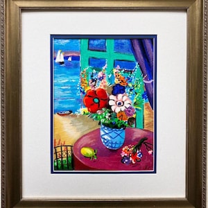 Shlomo Alter &quot;Flowers in a Vase&quot; Framed Hand Signed & # Serigraph Art