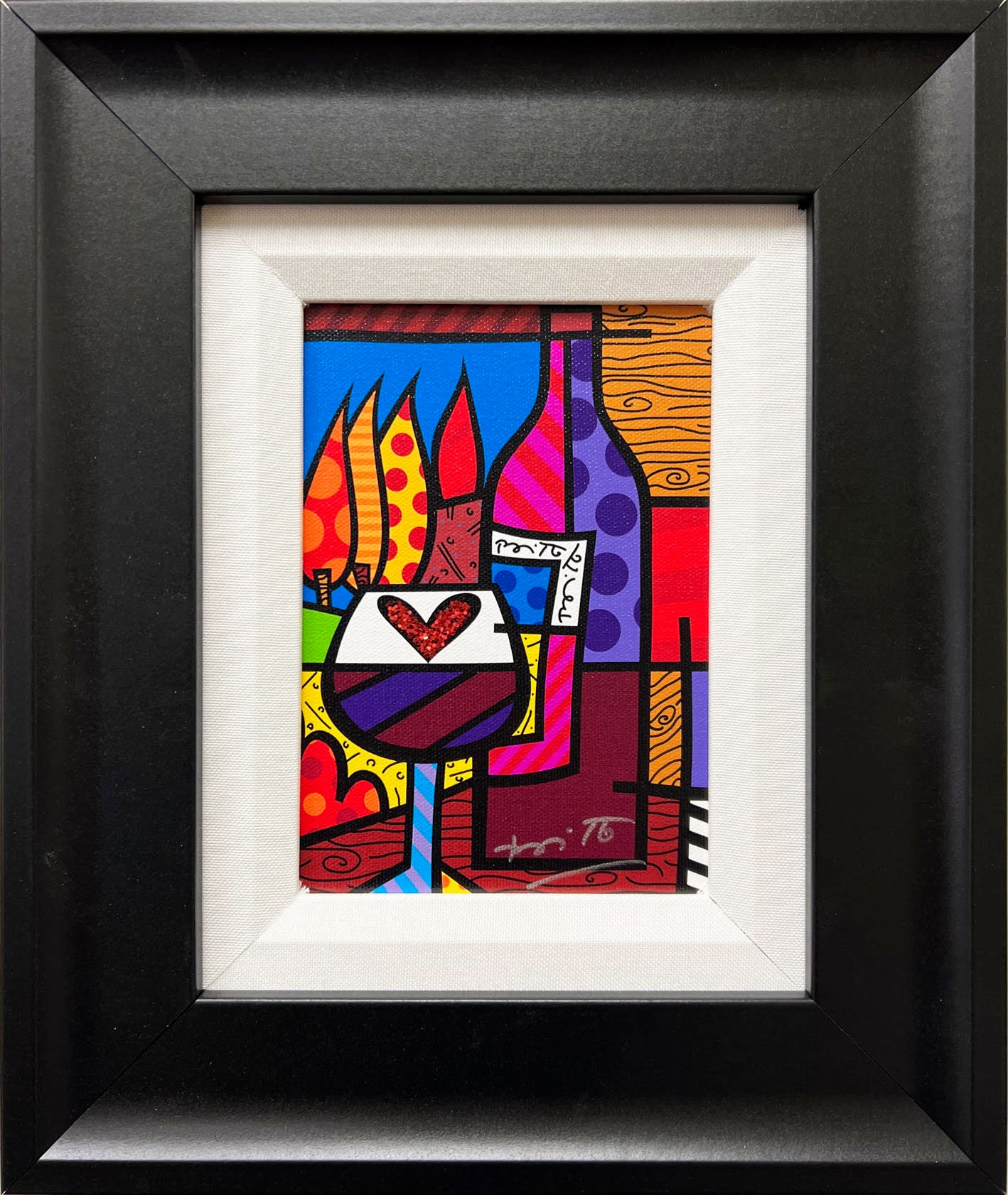 ムラノガラス パンサー(黒豹) オブジェ／Pino Signoretto サイン Romero Britto 