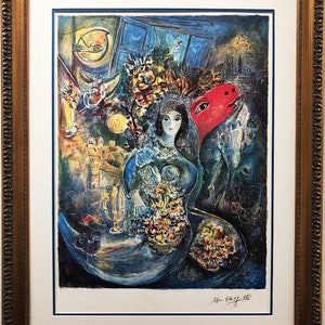 Marc Chagall &quot;Bella&quot; Custom Framed Art Limited Edition Offset Lithograph