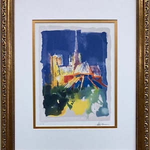 LeRoy Neiman &quot;Notre Dame &#39;94&quot; Custom FRAMED New Art Print Paris France Church