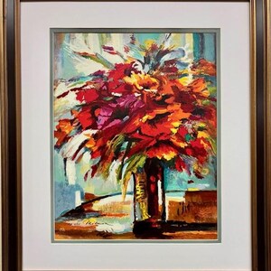 Michael Milkin &quot;Bouquet of Reds&quot;   Hand Signed & Serigraph Framed Art New