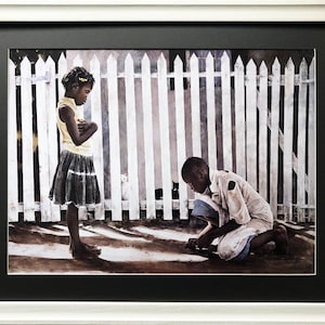 Stephen Scott Young &quot;Boys Only&quot; Plate Signed Custom FRAMED African American Art