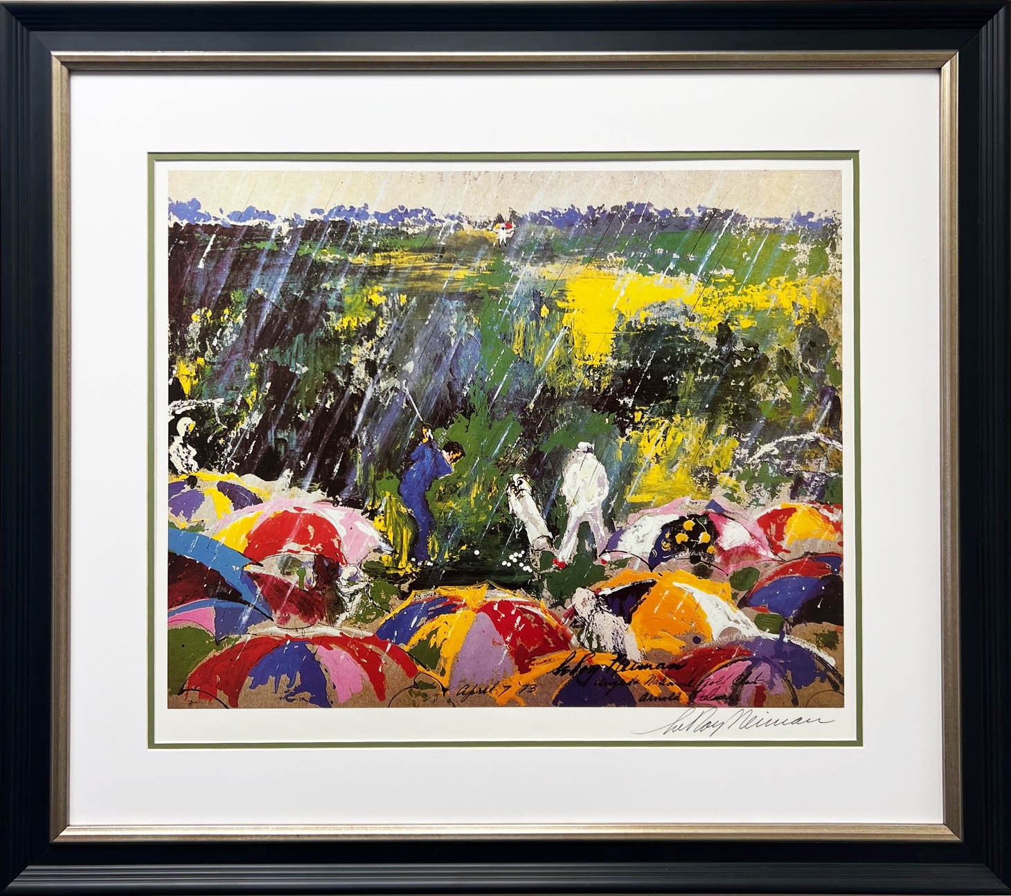 LeRoy Neiman Arnie In The Rain FRAMED - MASTERS Tournament